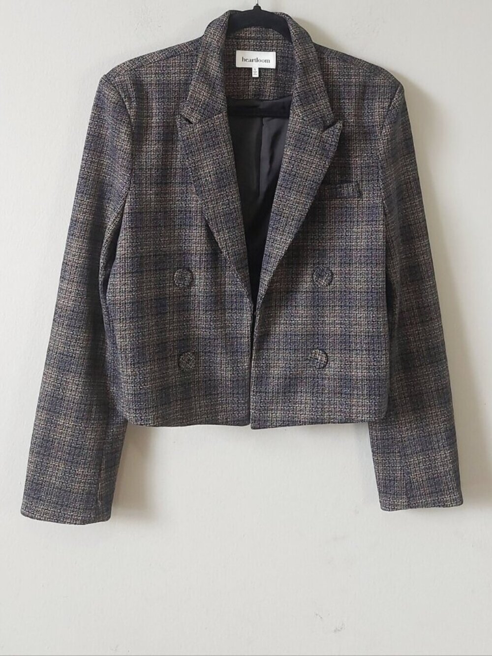 Heartloom Cropped Plaid Double Breasted Anira Blazer Small Preppy Classic Chic